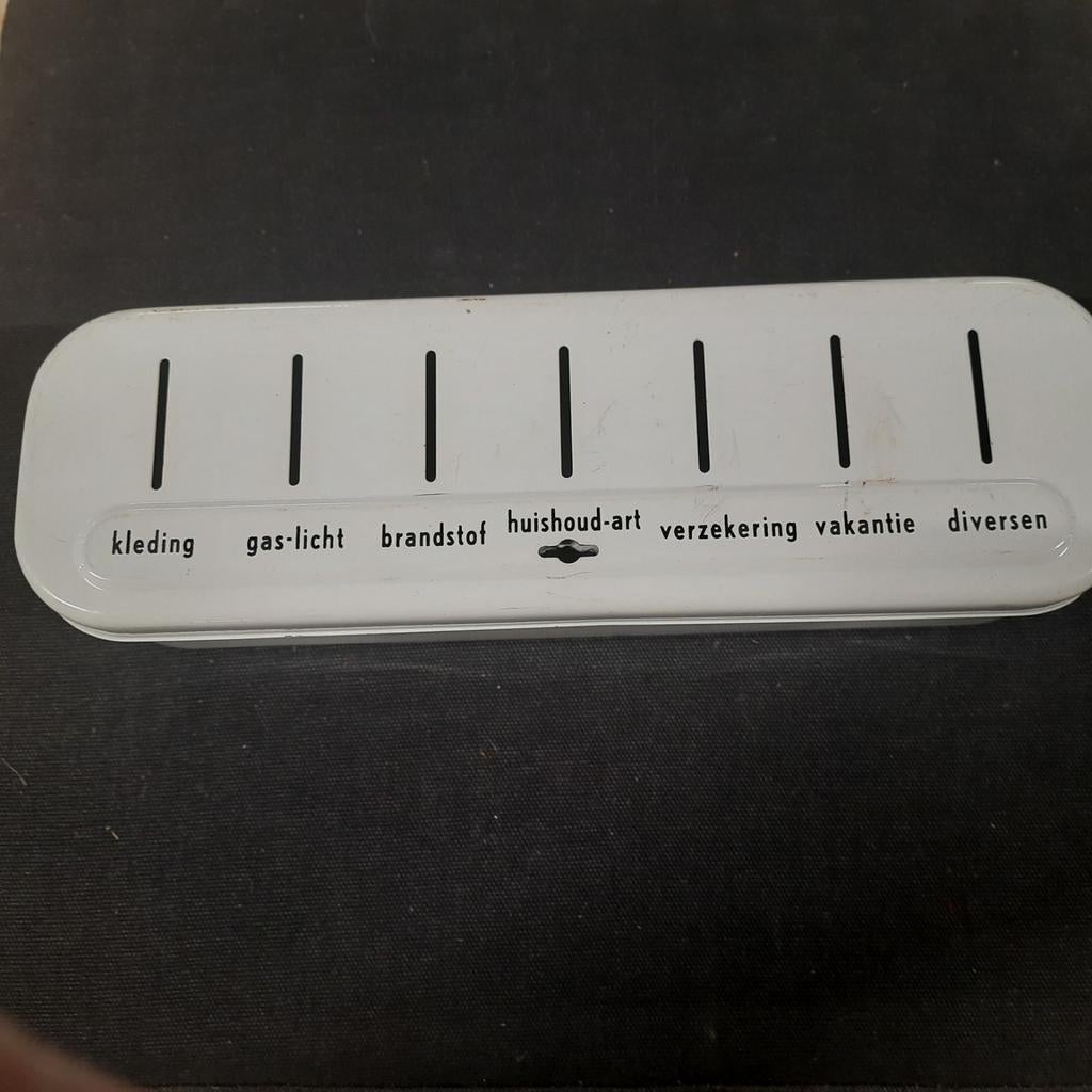 Wit vintage Brabantia huishoudspaarpot met, Ophalen of Verzenden, Gebruikt, Overige thema's