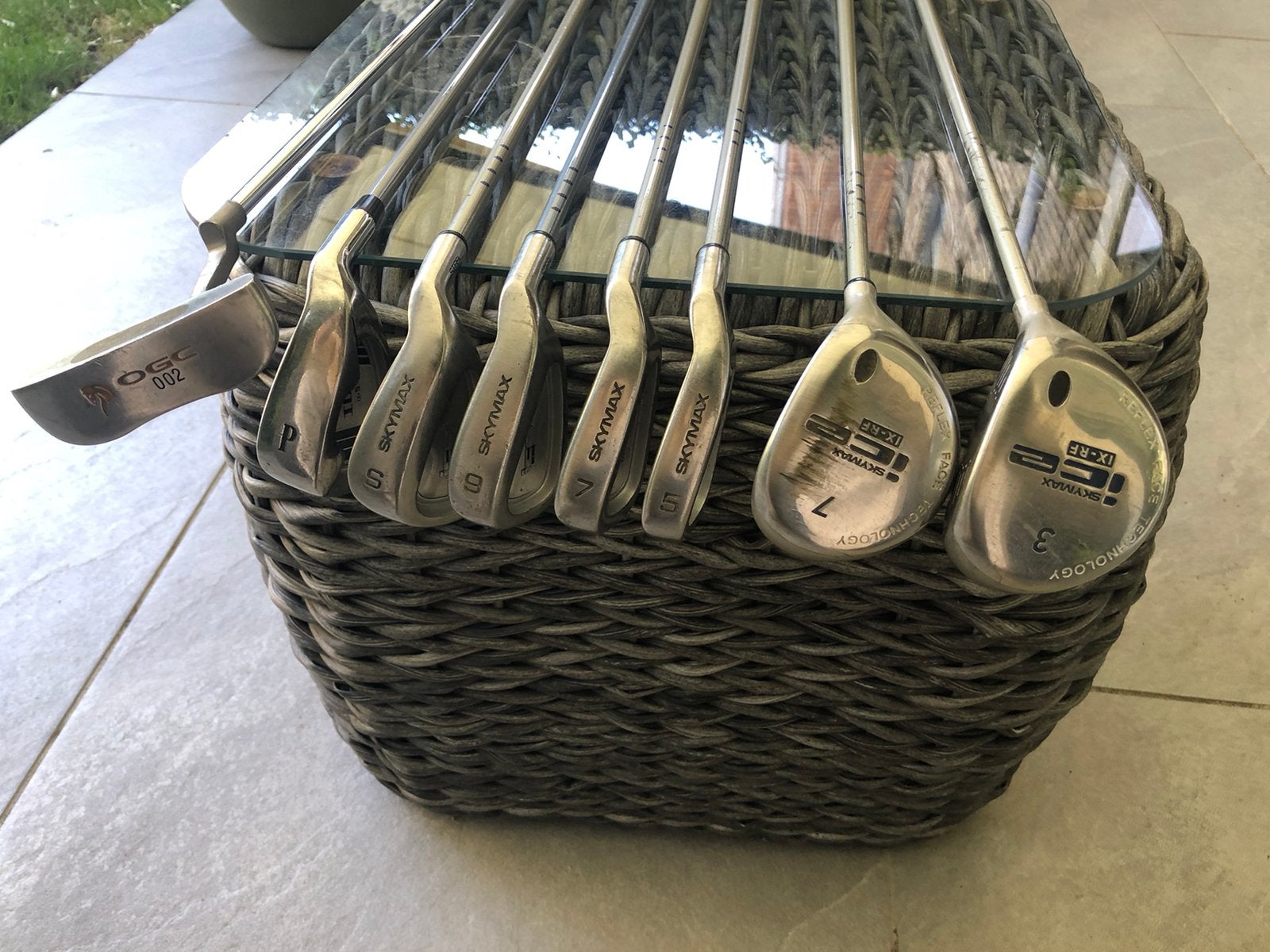 Golfclubs Skymax ijzer 5 7 9 p en s, driver 3 en 7, putter., Ophalen, Zo goed als nieuw, Club