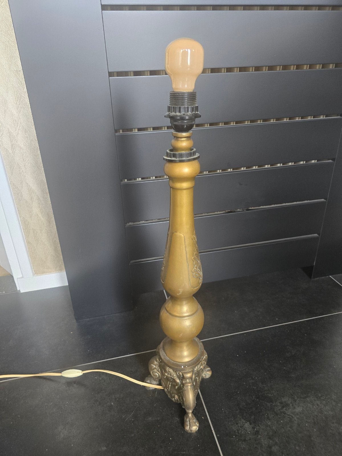 Elegante antieke bronzen schemerlamp, Ophalen of Verzenden
