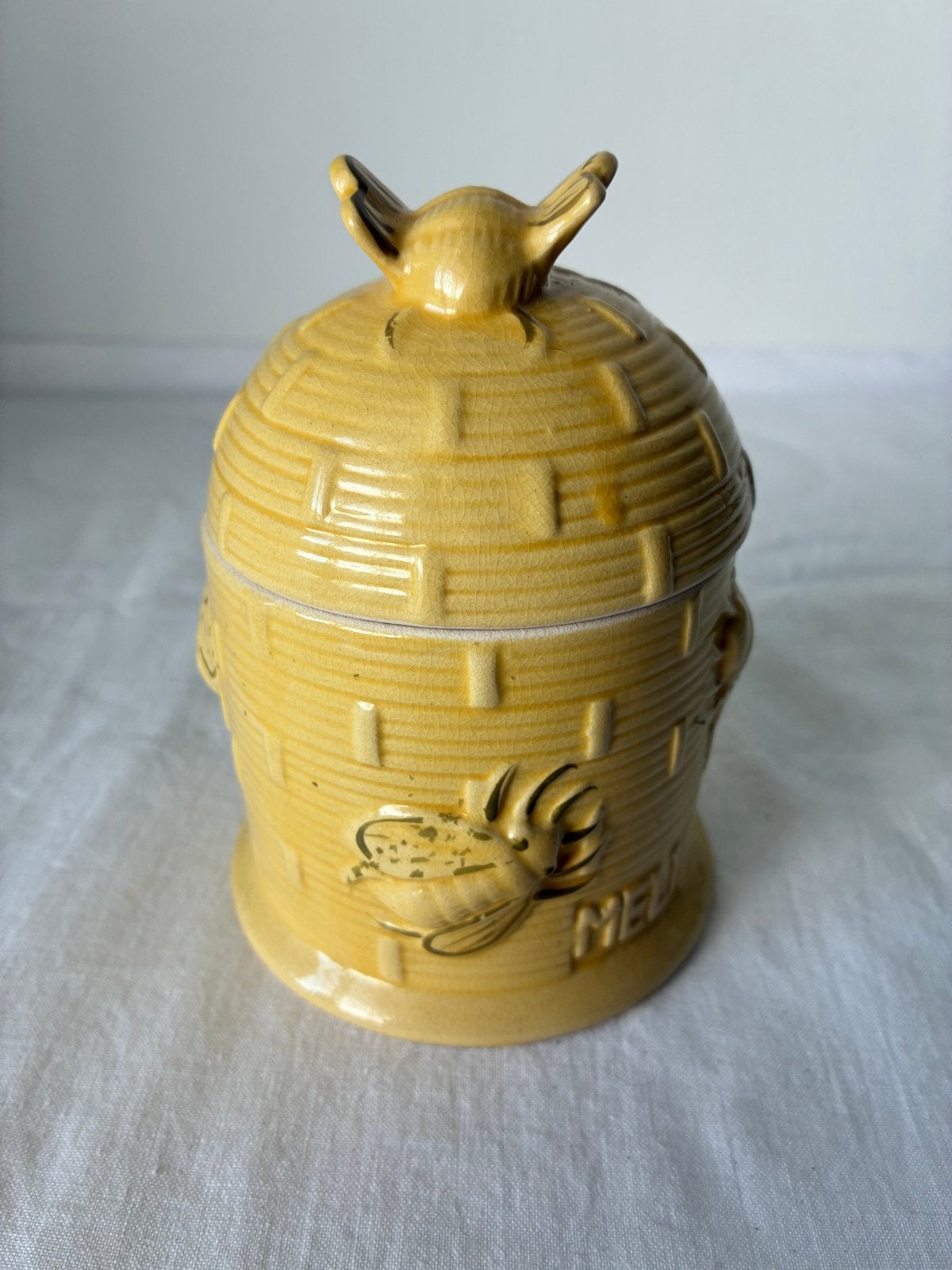 Vintage Honingpot in Bijenkorf Vorm met Craquelé Glazuur, Ophalen of Verzenden