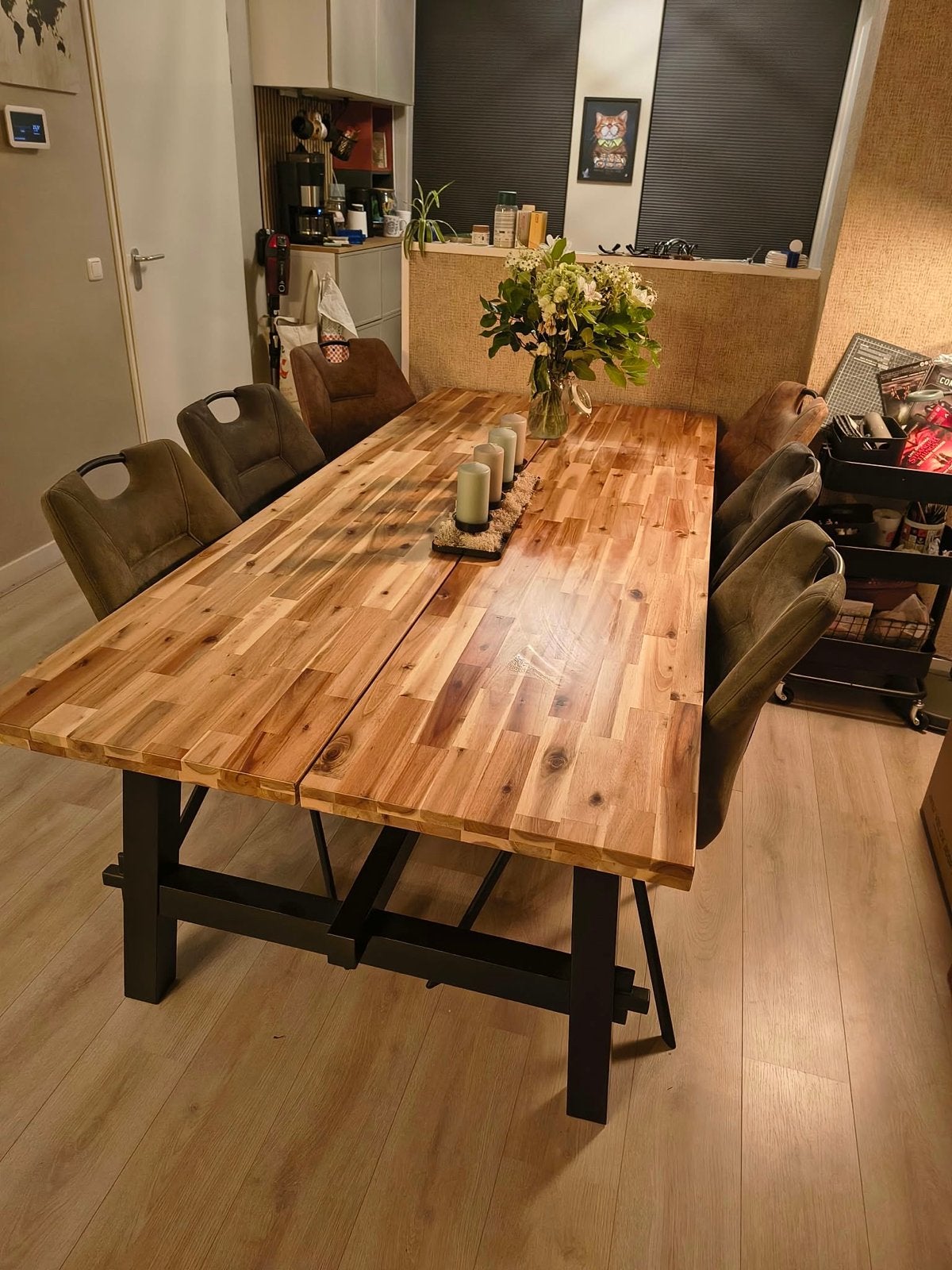 Eettafel met 6 stoelen, Ophalen, Gebruikt, 200 cm of meer, 50 tot 100 cm