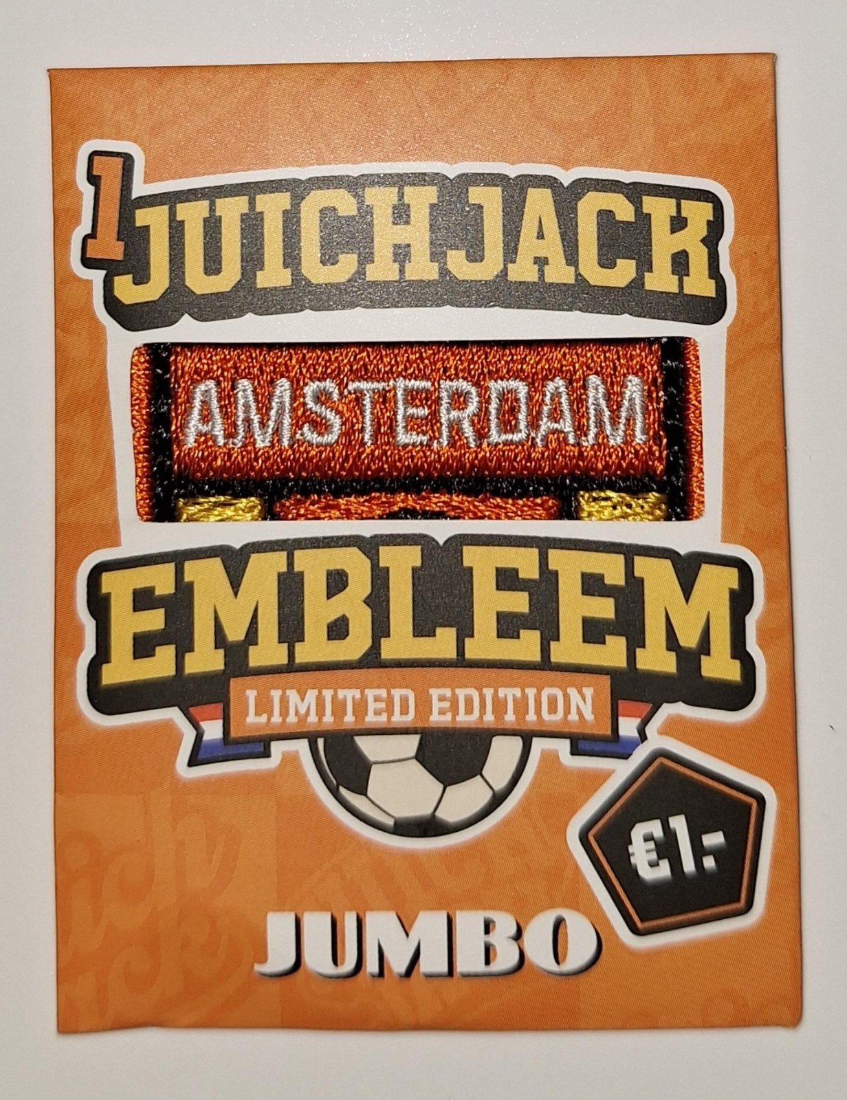 Limited edition Jumbo juichjack embleem van "Amsterdam", Verzamelen, Supermarktacties, Jumbo, Ophalen