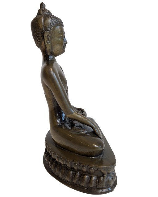 Nepalese bronzen Boeddha – Bhumisparsha mudra – 092, Gebruikt, 20 cm, Ophalen of Verzenden, Bruin
