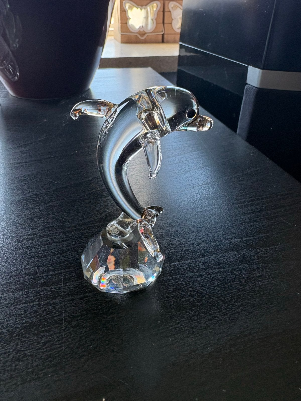 Glazen dolfijn beeldje - Decoratief object, Ophalen of Verzenden, Zo goed als nieuw, Modern, Wit