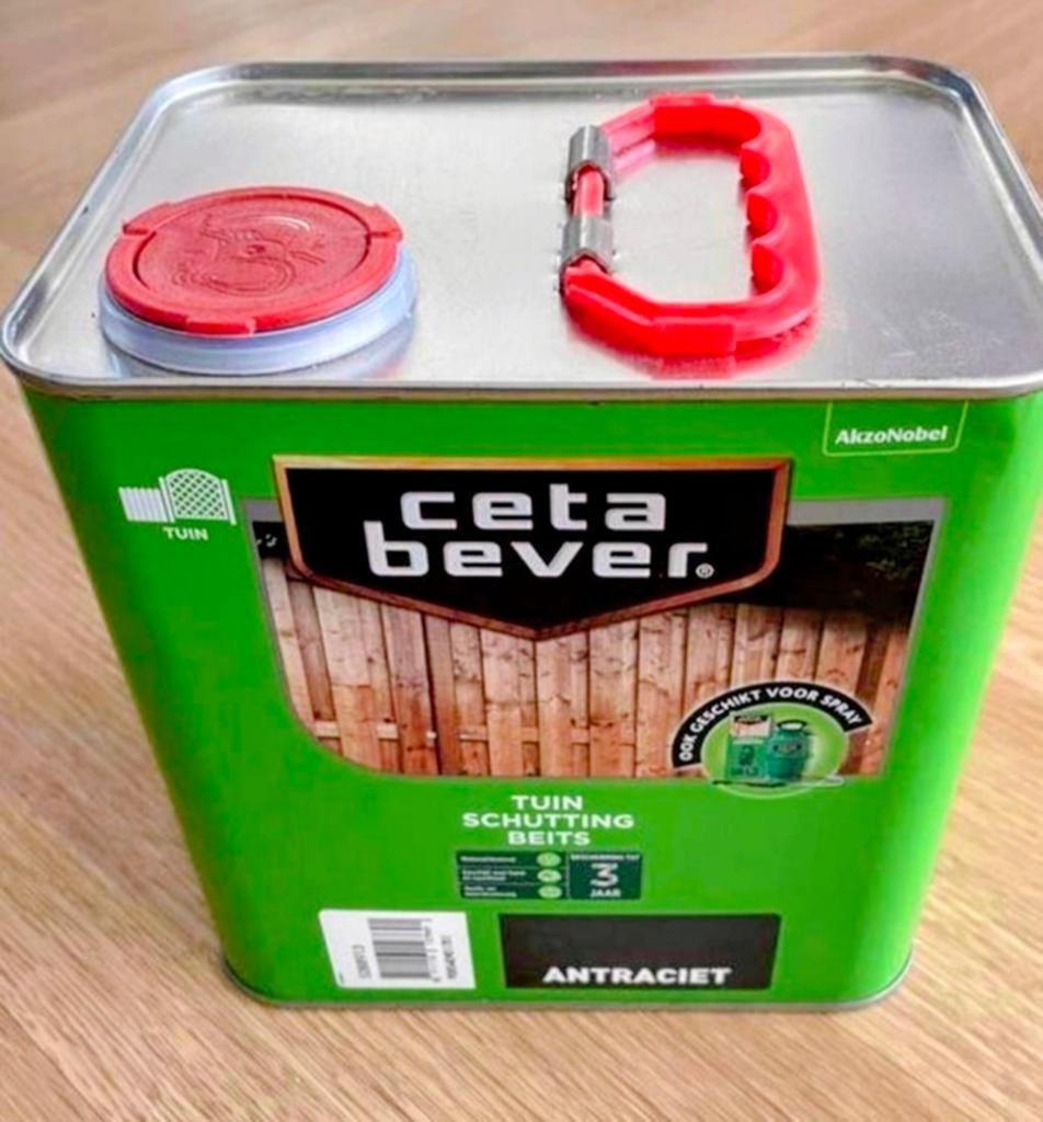 6x 2,5 liter CetaBever Tuinbeits Antracietgrijs, Nieuw, Beits, Ophalen of Verzenden, Grijs