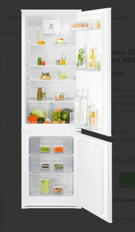 Electrolux LND5E18S1 - Koelvriescombinatie - Sleepdeur - LED, Ophalen, 200 liter of meer, Met aparte vriezer, Nieuw