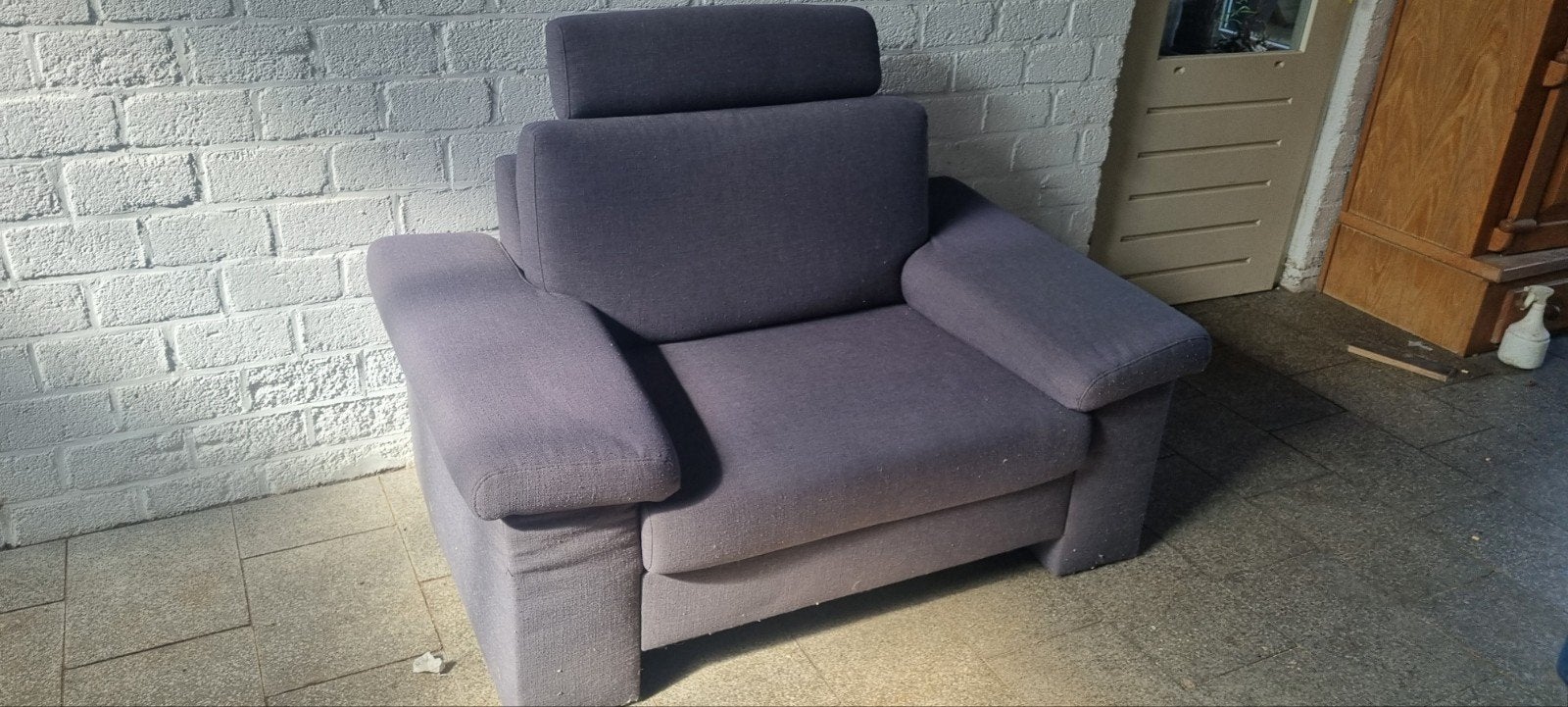 Comfortabele Loveseat - Grijs/Paars, Gebruikt, 75 tot 100 cm, Ophalen of Verzenden, 100 tot 125 cm