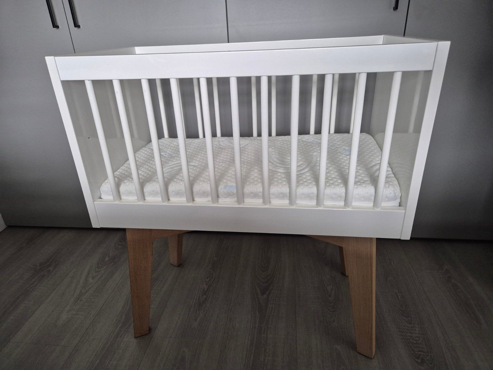 Kidsmill Sixties Wieg Wit Hoogglans / Naturel 40 x 80 cm, Ophalen, Zo goed als nieuw, Wieg