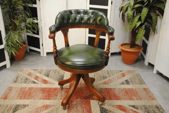 Chesterfield bureaustoel, Huis en Inrichting, Ophalen, Gebruikt, Bruin