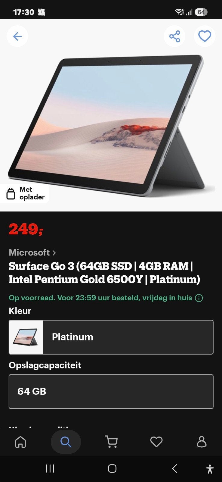 Microsoft Surface Go 3 (64GB SSD | 4GB RAM | Intel Pentium, 10 inch, Surface Go 3, Ophalen of Verzenden, Zo goed als nieuw