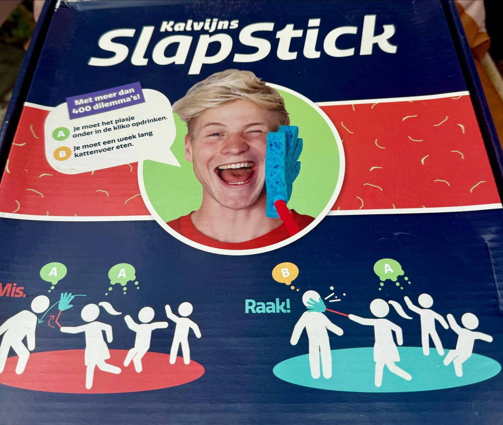Kalvijn's SlapStick Dilemma Spel - Zo goed als nieuw, Drie of vier spelers, Ophalen of Verzenden, Zo goed als nieuw
