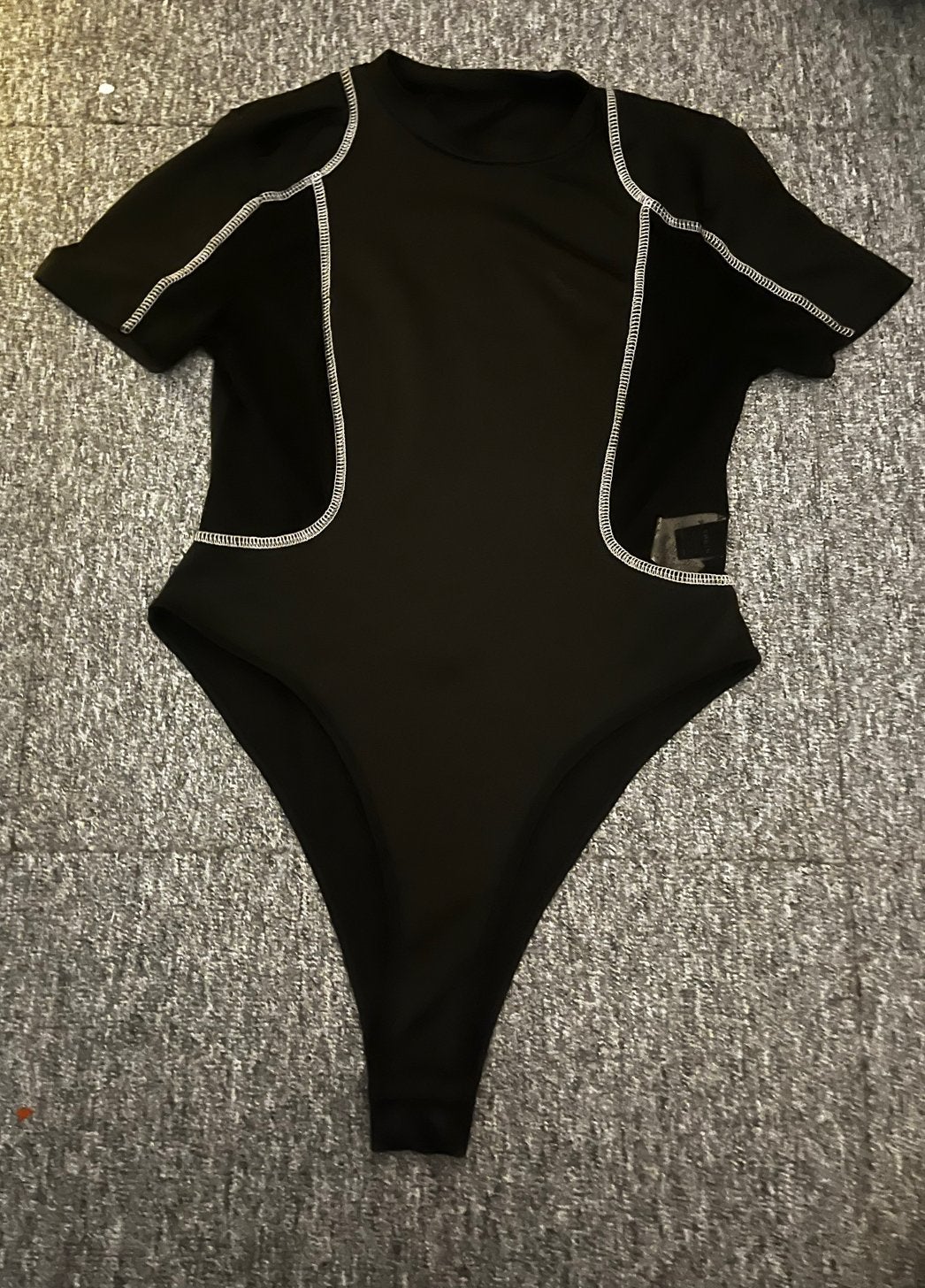 Zwarte Shein Body Maat S met Witte Stiksels, Kleding | Dames, Ophalen of Verzenden, Nieuw