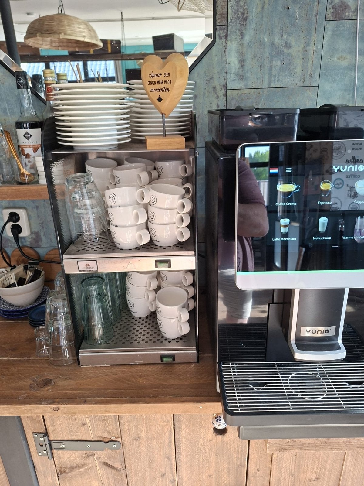 Yunio Koffiemachine met Melkkoeling, Kopjes en Verwarmer, Ophalen, Gebruikt, Koffie en Espresso