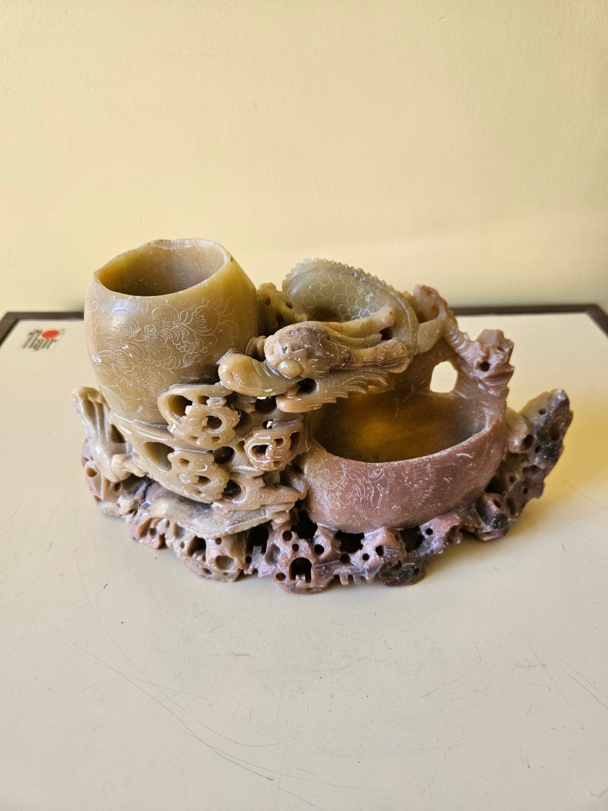 Antieke Chinese Draak Steenhouwwerk Penhouder, Ophalen of Verzenden, Huis en Inrichting