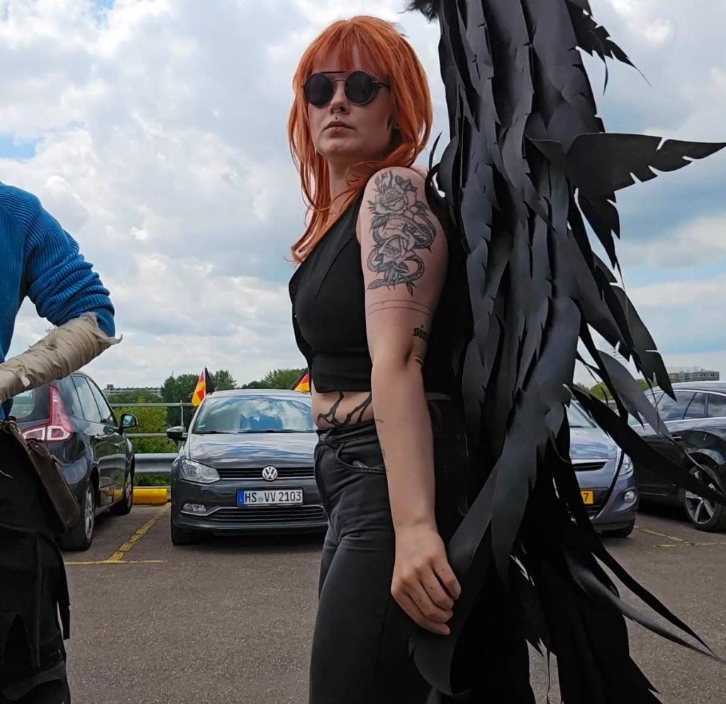 Grote zwarte vleugels, cosplay of verkleden, Ophalen, Zo goed als nieuw, Accessoires