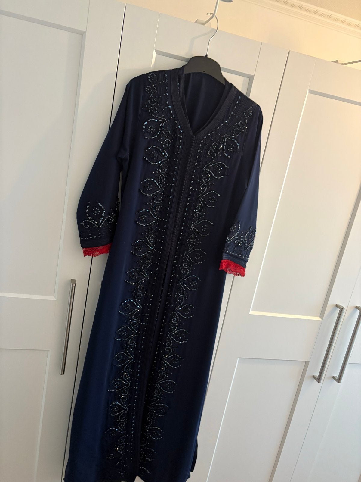 Elegante Kaftan met kralen - Maat S, Blauw, Ophalen of Verzenden, Zo goed als nieuw, Maat 36 (S)