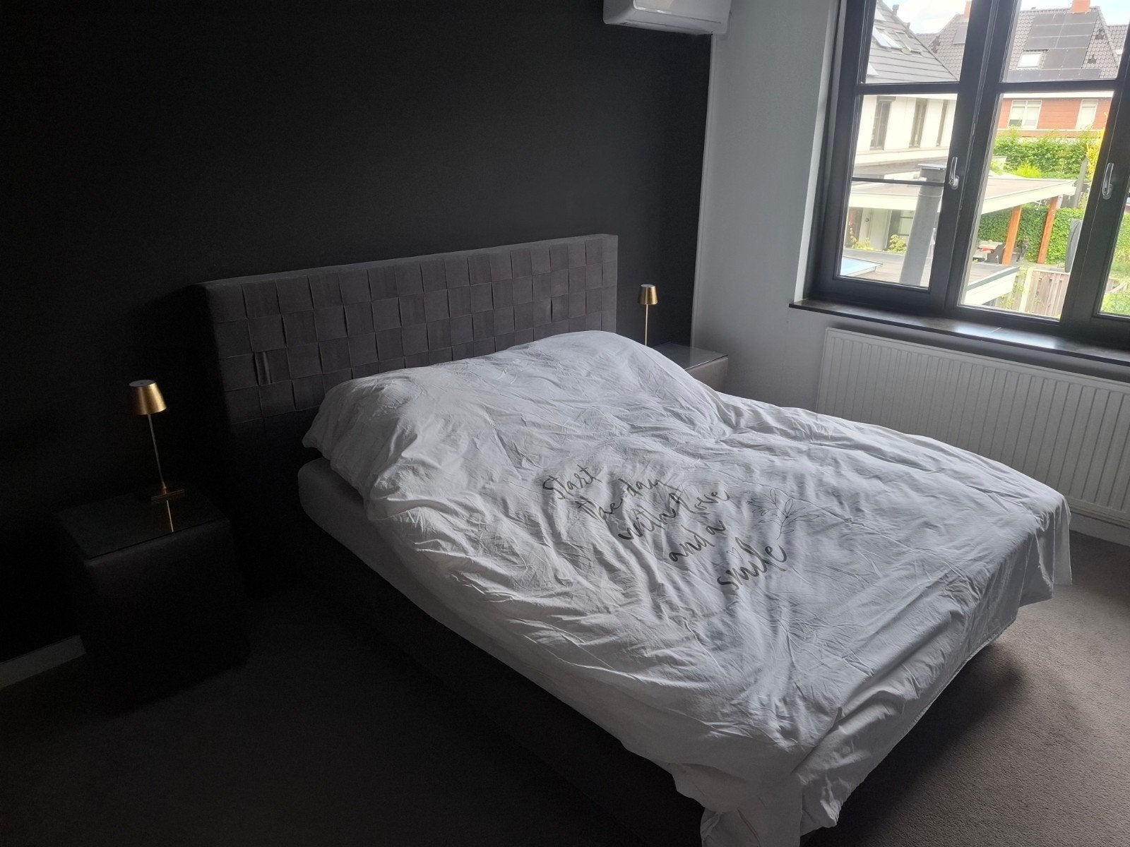 Compleet bed met Tempur matras en nachtkastjes, Ophalen, Gebruikt, Tweepersoons, 180 cm