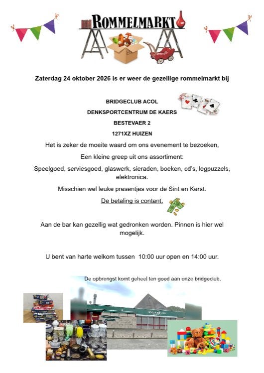 Rommelmarkt Bridgeclub Acol, Ophalen, Gebruikt