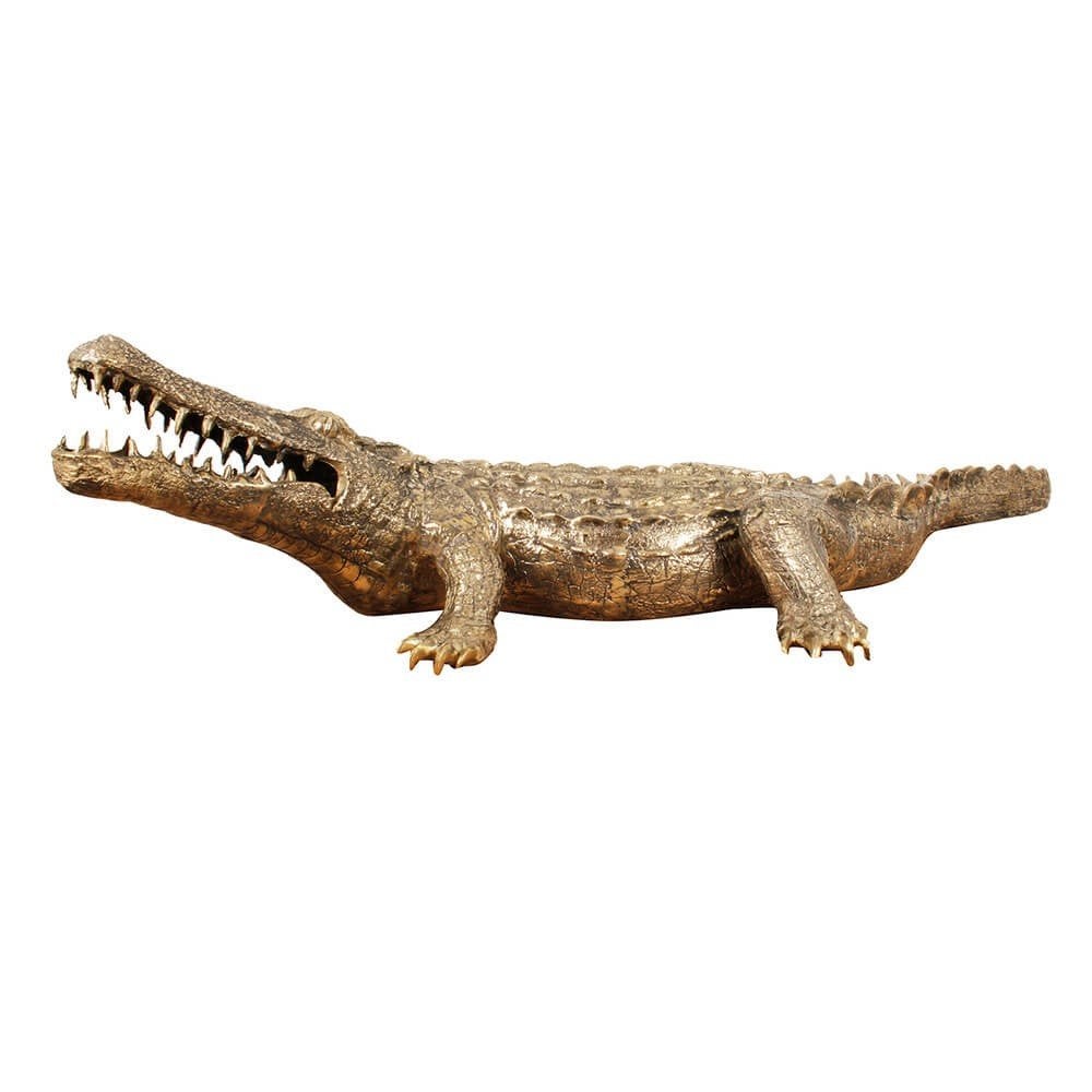 krokodil messing beeld 196 cm XXL levensgroot, Ophalen of Verzenden, 1 meter - 2 meter, Beeld, Goud