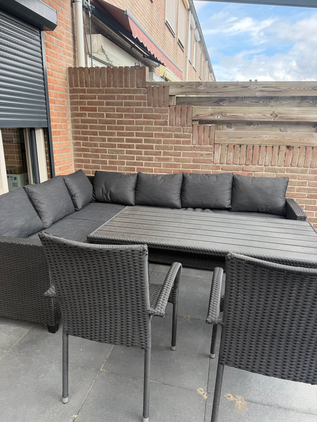 Loungeset met eettafel en stoelen, Ophalen, 5 zitplaatsen, Gebruikt, Loungeset