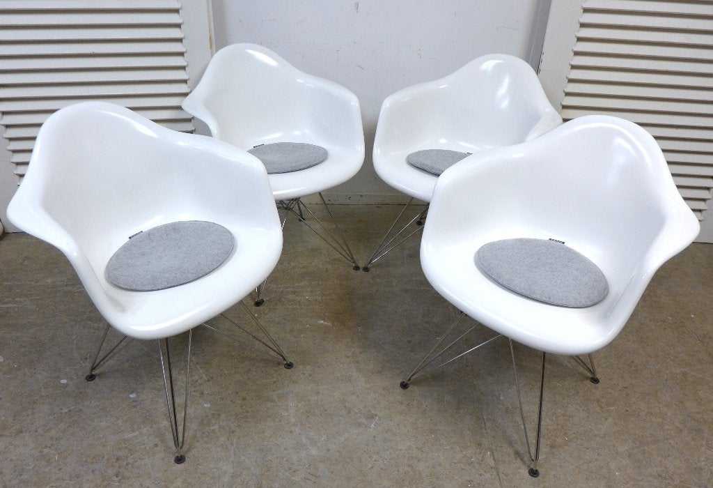 Mooi moderne set van 4 witte vintage retro stoelen, Ophalen, Gebruikt, Wit, Onbekend