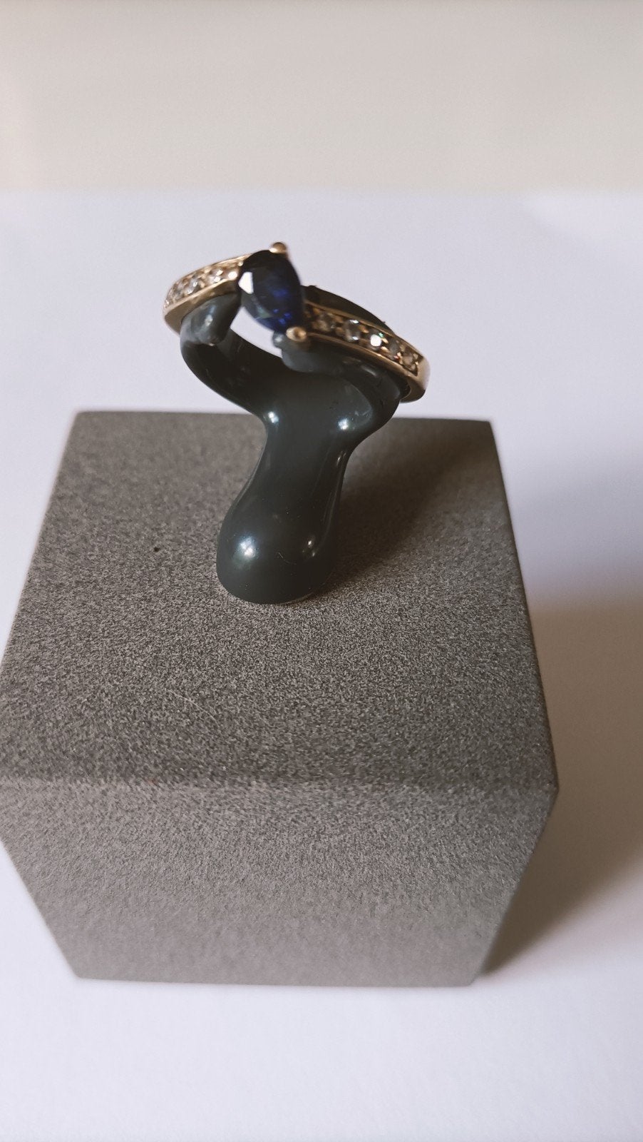Gouden ring met Saffier en Zirconia, 14 krt, Verzenden, Goud, Ring, Met edelsteen