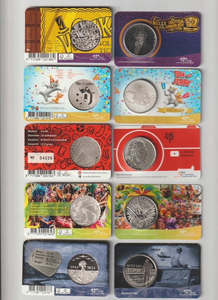 5 coincard penningen goedkoop, Postzegels en Munten, Penningen en Medailles, Ophalen of Verzenden, Overige materialen