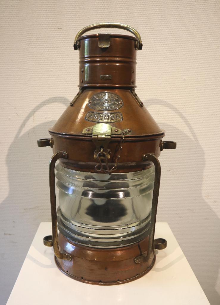Koperen scheepslamp, ankerlicht Tung Woo, Antiek en Kunst, Antiek | Lampen, Ophalen of Verzenden