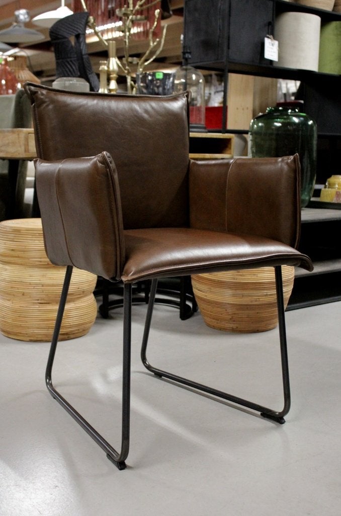 7 x luxe eetkamerstoel Duke Jess design armleuning leer stof, Huis en Inrichting, Stoelen, Ophalen, Zo goed als nieuw, Leer, Vijf, Zes of meer stoelen