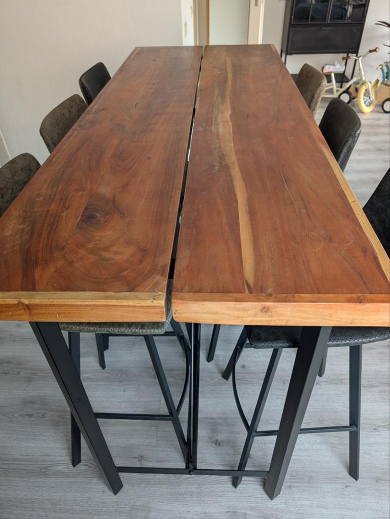 Bartafel van Mangohout, Huis en Inrichting, Tafels | Eettafels, Zo goed als nieuw, 50 tot 100 cm, 150 tot 200 cm, Rechthoekig
