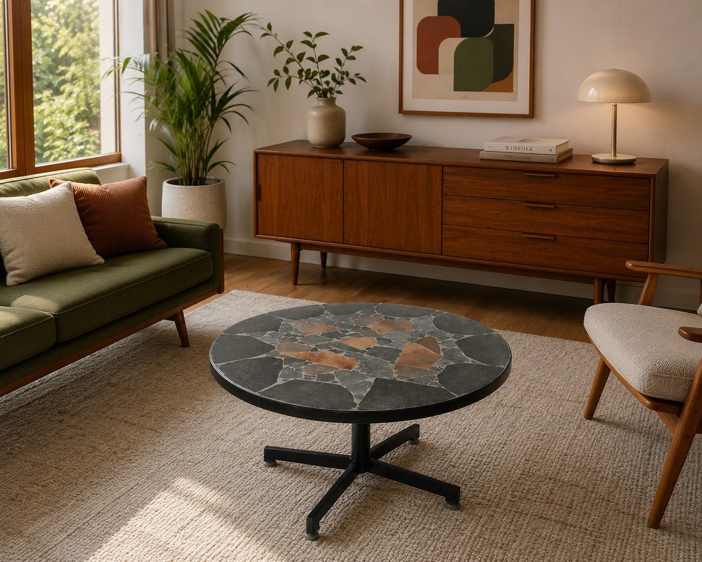 Brutalist vintage salontafel, Ophalen