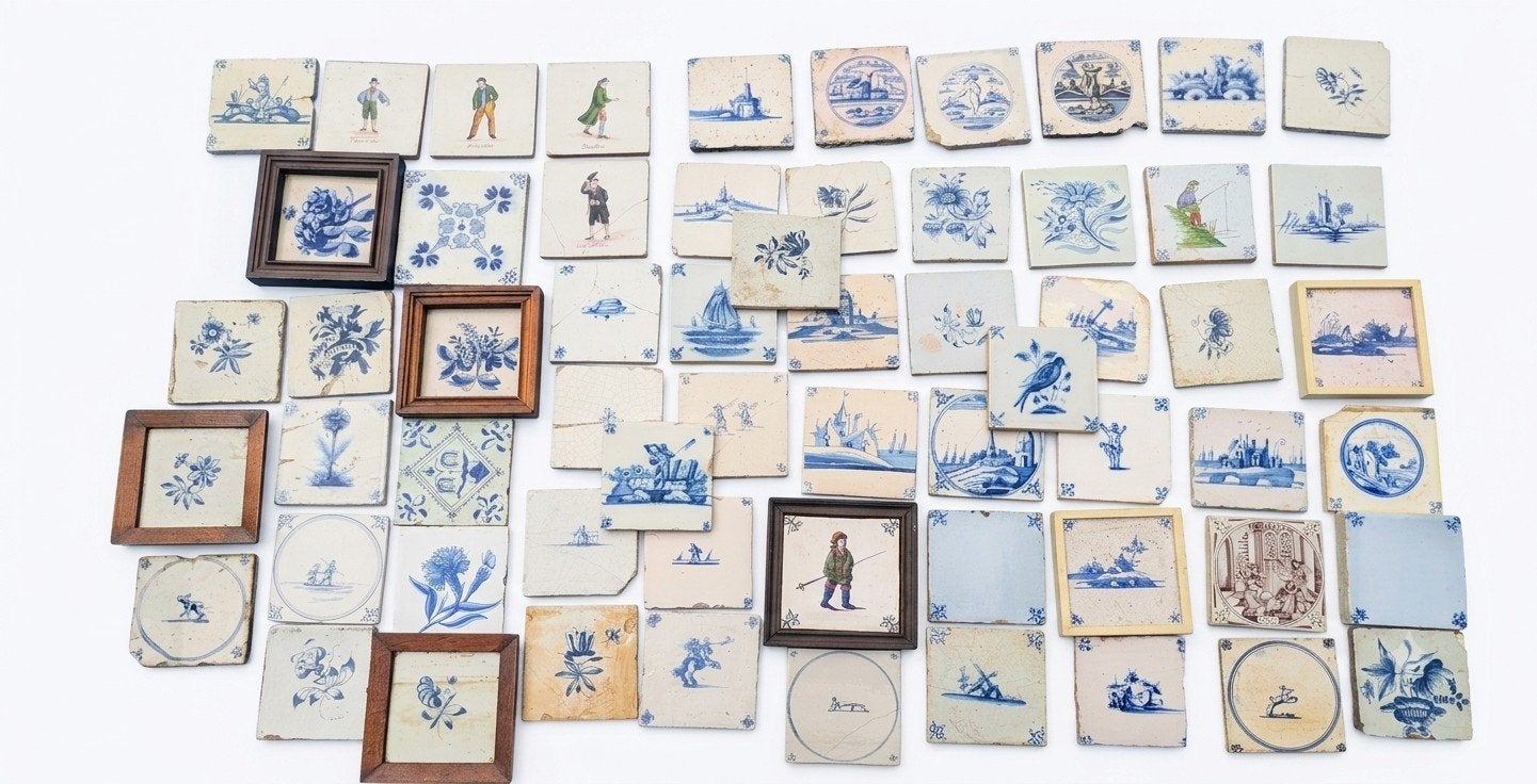 Antieke Delfts Blauwe Tegels - Diverse Scènes, Antiek en Kunst, Antiek | Wandborden en Tegels, Ophalen of Verzenden