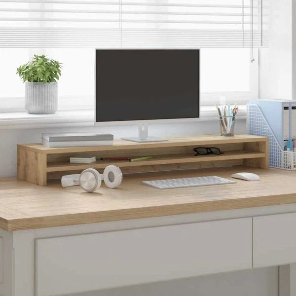 VidaXL Laptopstandaard Eikenhout Kleur, Ophalen, Opzetstuk, Hout, Zo goed als nieuw