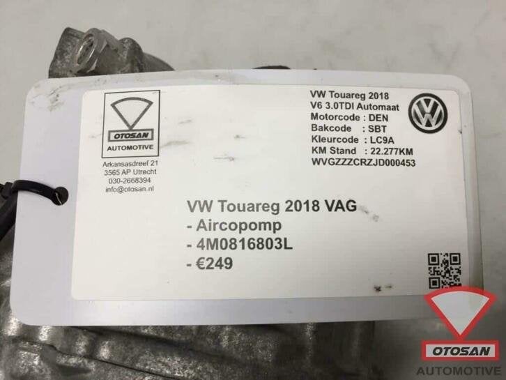 vw touareg 2018 vag aircopomp airco pomp 4m0816803l, Gebruikt, Volkswagen, Volkswagen AG, Berliner Ring 2
38440  Wolfsburg, DE