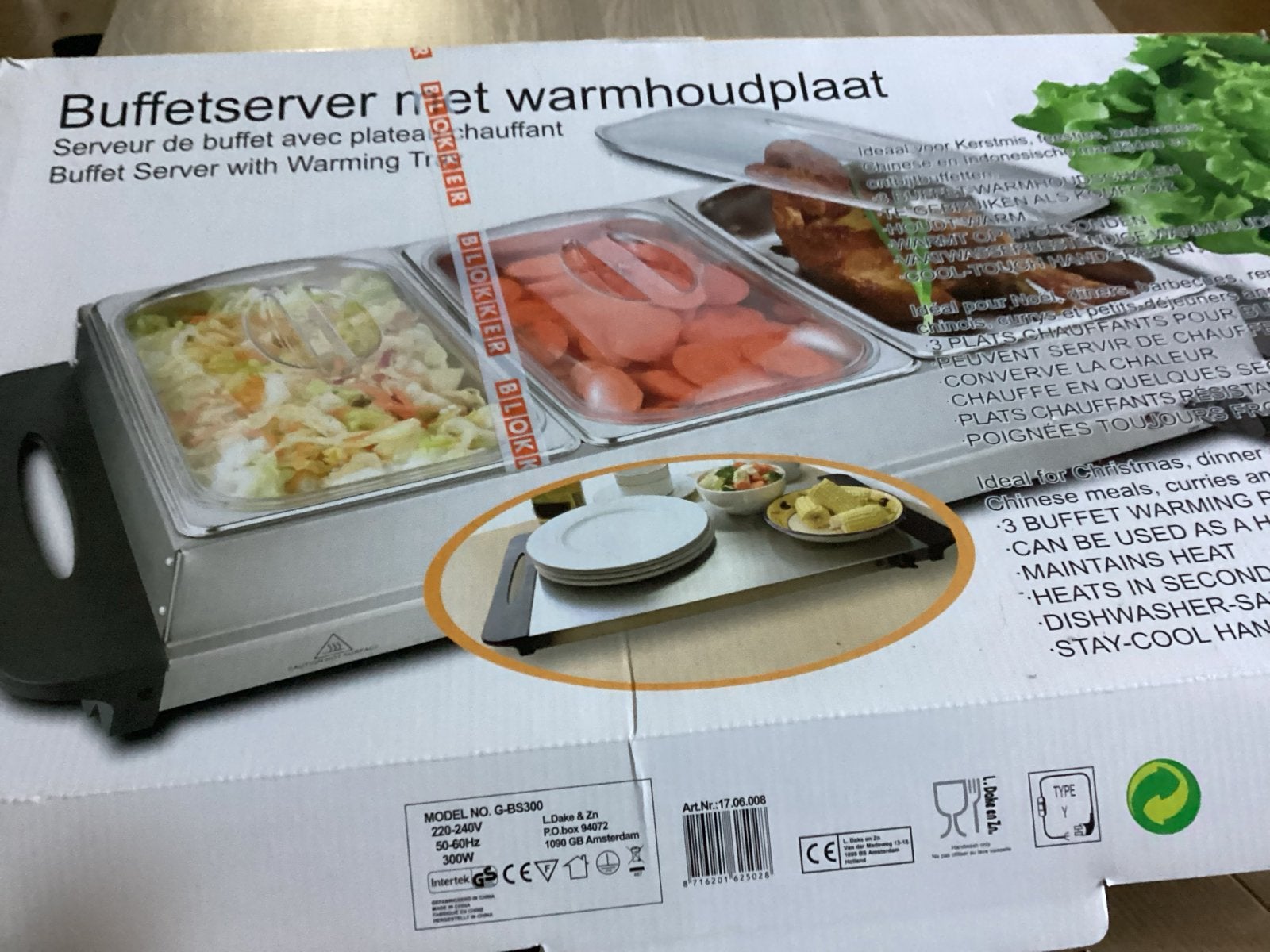 Blokker Buffetserver met Warmhoudplaat - Nieuw in doos, Ophalen, Nieuw