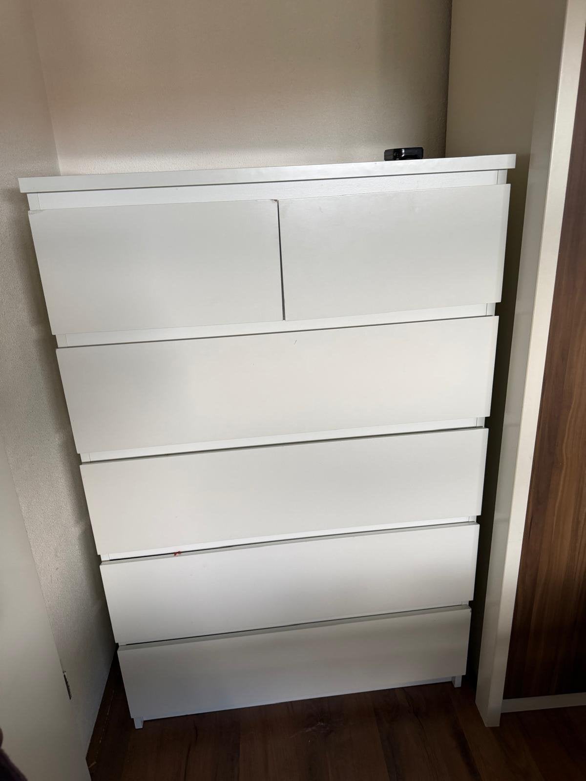 IKEA MALM ladekast 6 lades wit, Huis en Inrichting, Kasten | Ladekasten, Ophalen, 50 tot 100 cm, Zo goed als nieuw, 3 of 4 laden