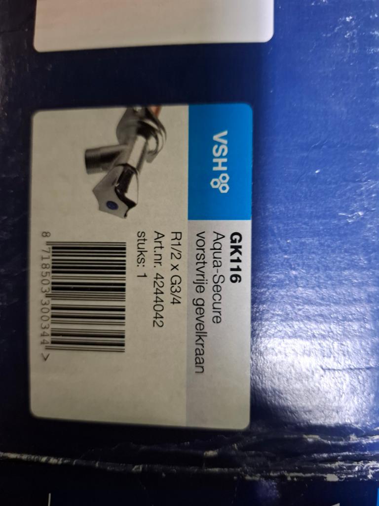VSH Aqua-Secure vorstvrije gevelkraan R1/2 x G3/4, Ophalen of Verzenden, Nieuw, Chroom, Kraan