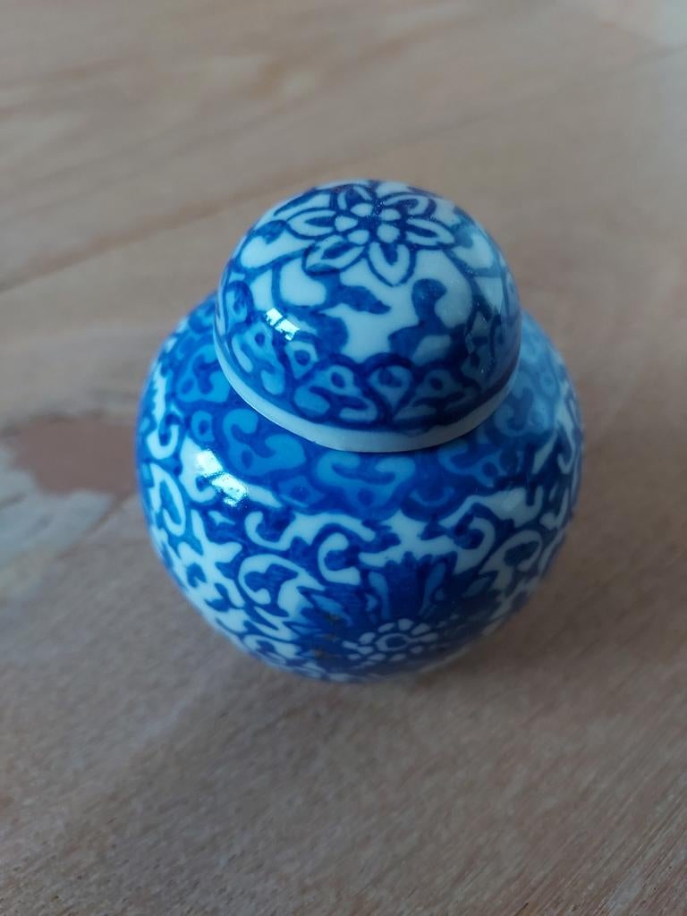 Klein Chinees porseleinen gemberpotje blauw-wit, Ophalen of Verzenden