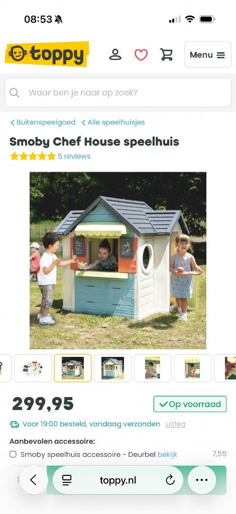 Smoby chef huis speelhuisje, Ophalen, Zo goed als nieuw, Kunststof