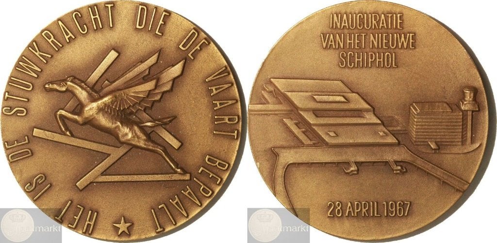 Nederland - Historiepenning 1967 'Schiphol Amsterdam', Ophalen of Verzenden, Brons, Nederland