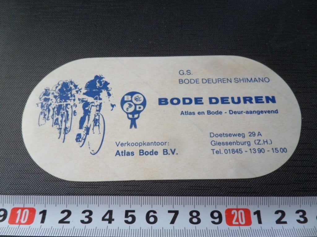sticker Giessenburg (ZH) Atlas Bode bv Bode Deuren SHIMANO, Ophalen of Verzenden, Zo goed als nieuw
