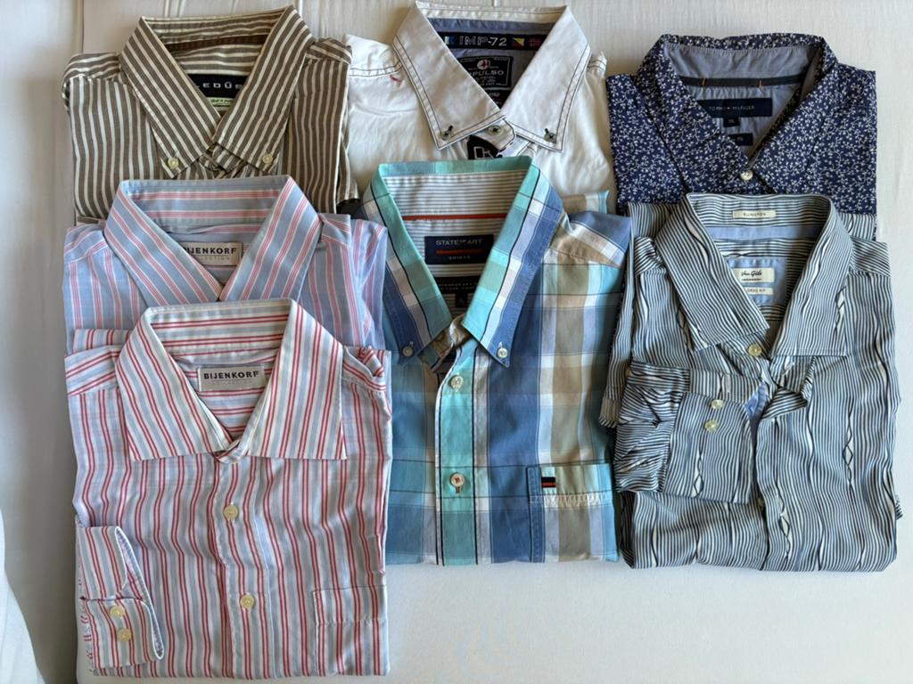 Pakket zomer overhemden lange mouw XL, Kleding | Heren, Ophalen of Verzenden, Zo goed als nieuw, Overige kleuren, Halswijdte 43/44 (XL)