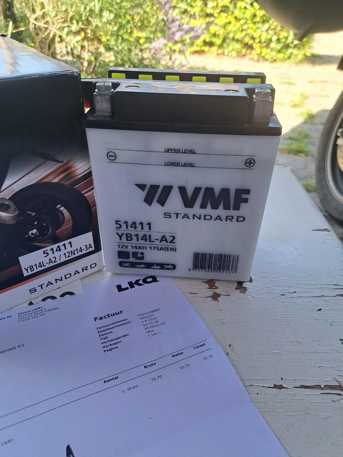 Nieuwe VMF YB14L-A2 accu - verkeerd geleverd, Ophalen