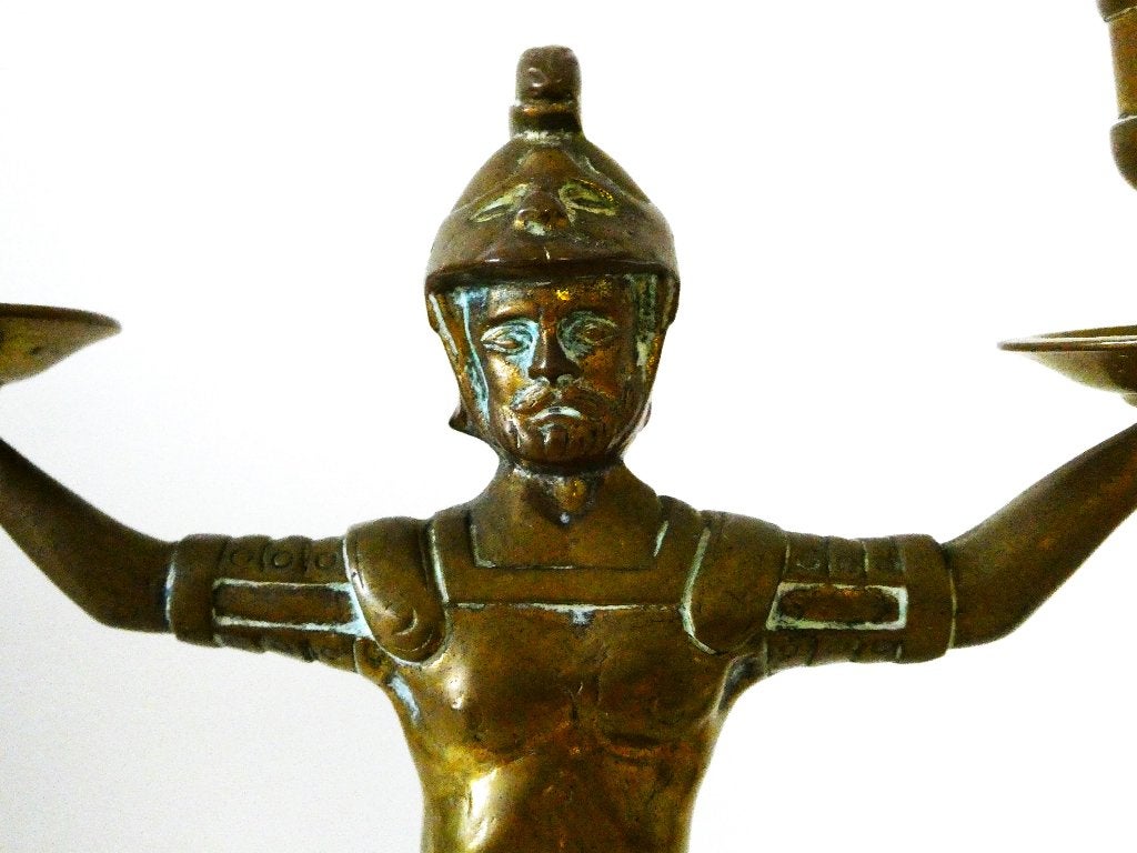 2 Figuur kandelaars / kandelabers Romeinse soldaten Empire, Ophalen of Verzenden, Koper of Brons