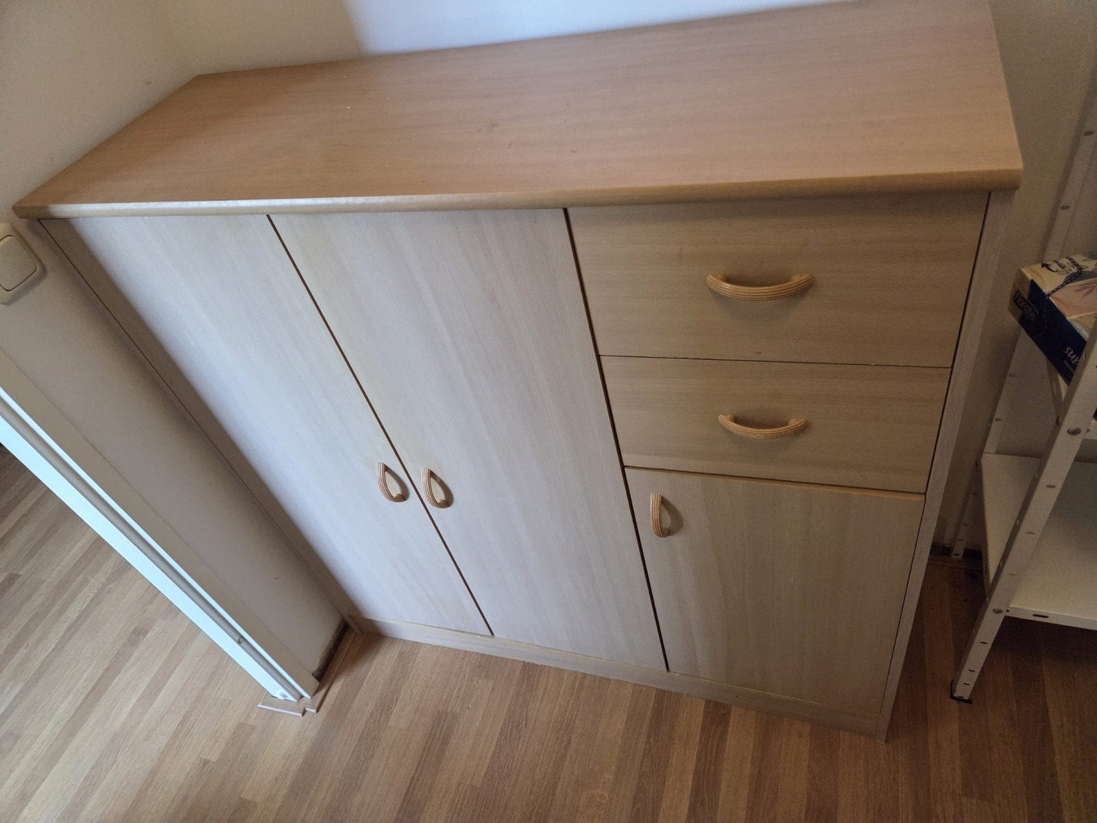 Beukenhouten opbergmeubel met lades en deuren, Huis en Inrichting, Kasten | Overige, Ophalen