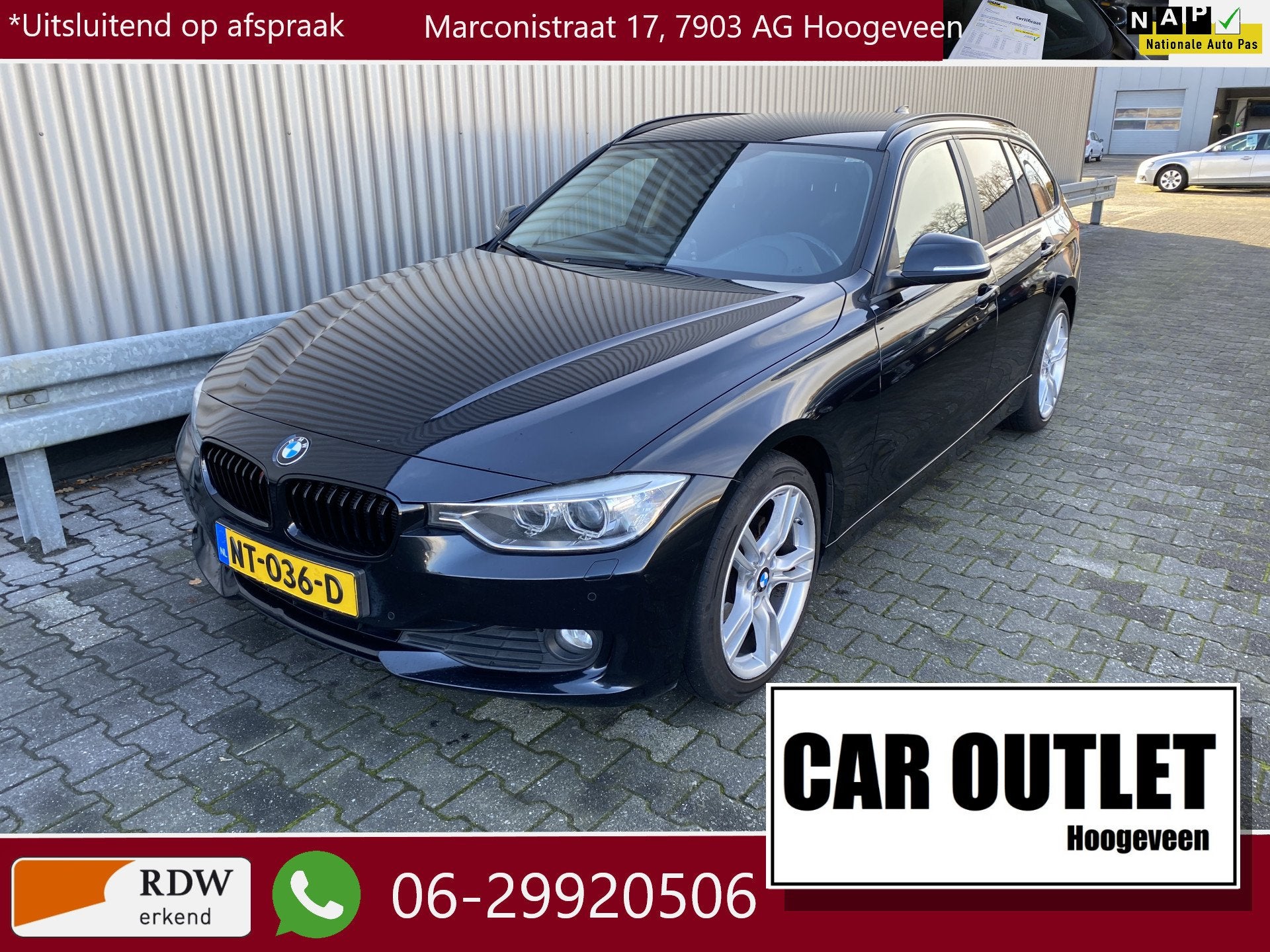 BMW 3 Serie Touring 316i High Executive iDrive, Navi, Clima,, Auto's, BMW, Gebruikt, Euro 6, 4 cilinders, Zwart