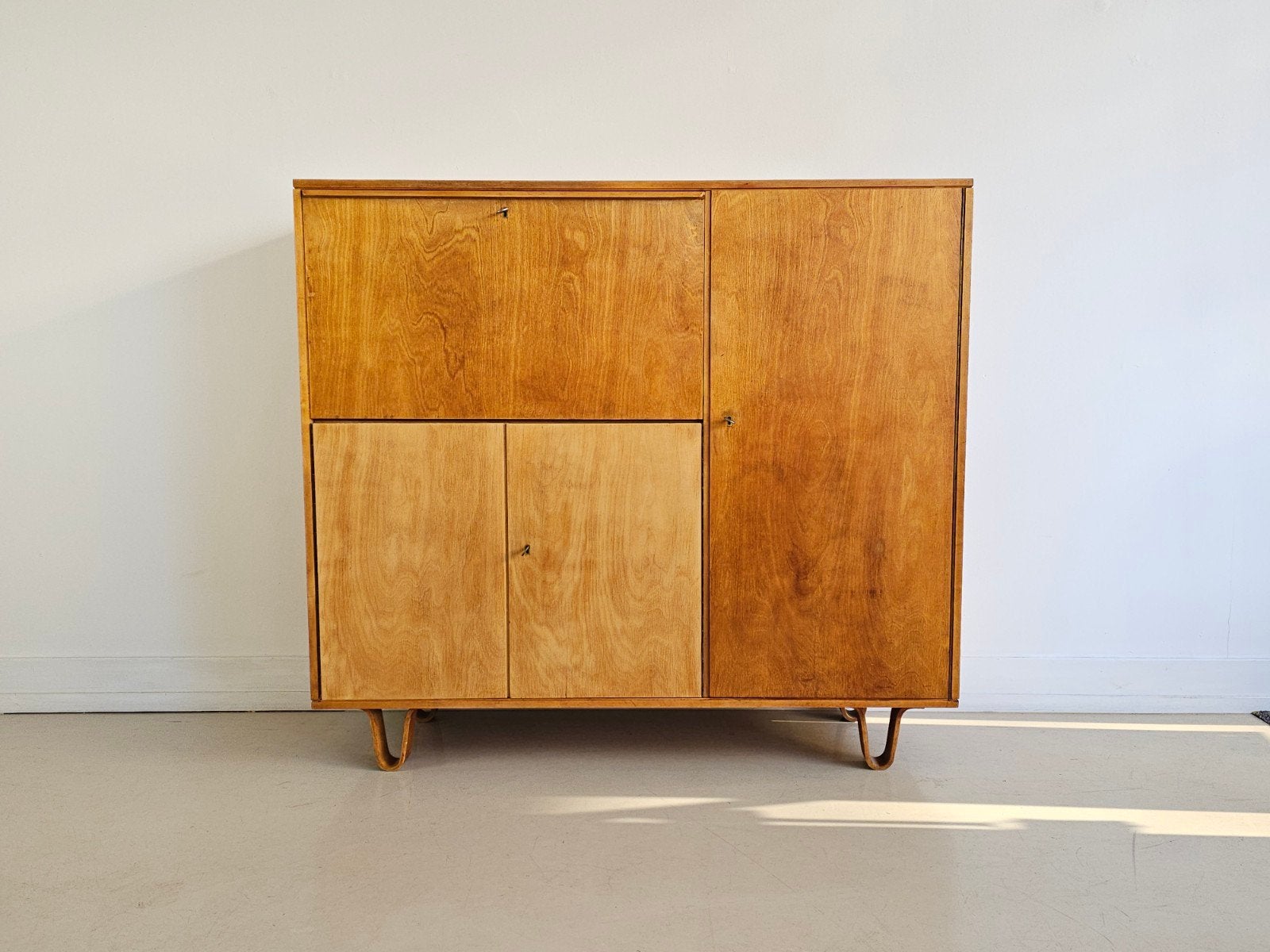 Vintage highboard buffetkast wandkast PASTOE, Ophalen, 100 tot 150 cm, 25 tot 50 cm, Overige houtsoorten