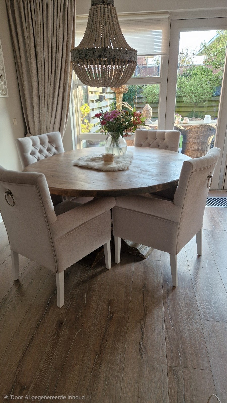 Super gave ronde kloostertafel 150, Ophalen, Rond, Zo goed als nieuw, Vijf personen of meer