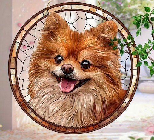 Raamhanger Pomeriaan - keeshond ( groot formaat ), Tuin en Terras, Tuinwanddecoratie, Verzenden, Nieuw