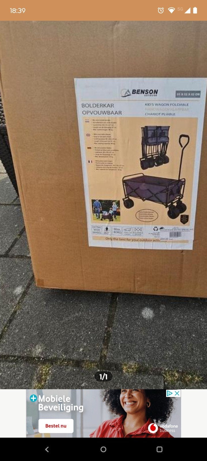 bolderkar met opberg zak, Ophalen, Opvouwbaar, Zo goed als nieuw